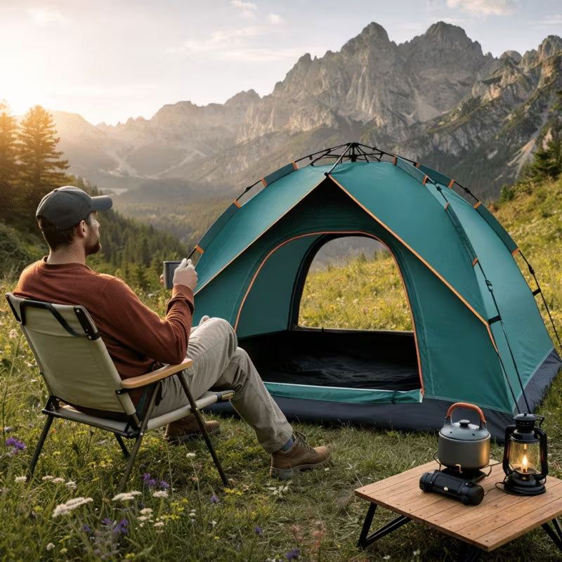 3-12 Person Double Layer 2-Bedroom Family Tunnel Camping Tent Waterproof Windproof UV Resistant for Outdoor Hiking & Camping