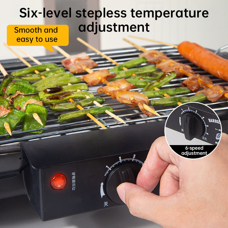 Portable Stainless Steel Electric Grill | 6 Heat Levels | Ideal for Indoor Cooking, Outdoor Camping & Home Parties