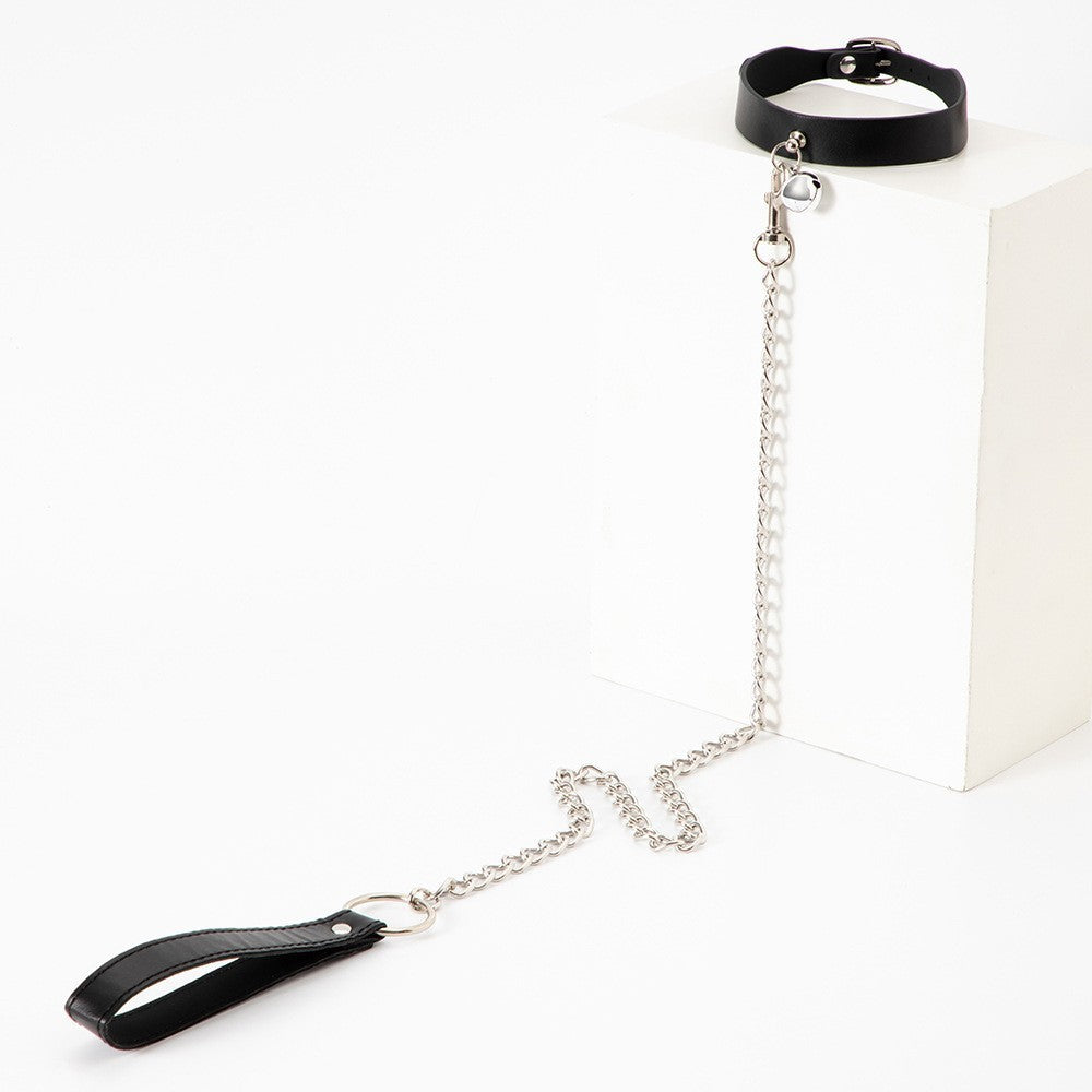 PU Leather Alloy Collar with Rope for Adult Accessories, Neck Strap for Women, Sexy Choker with Tether