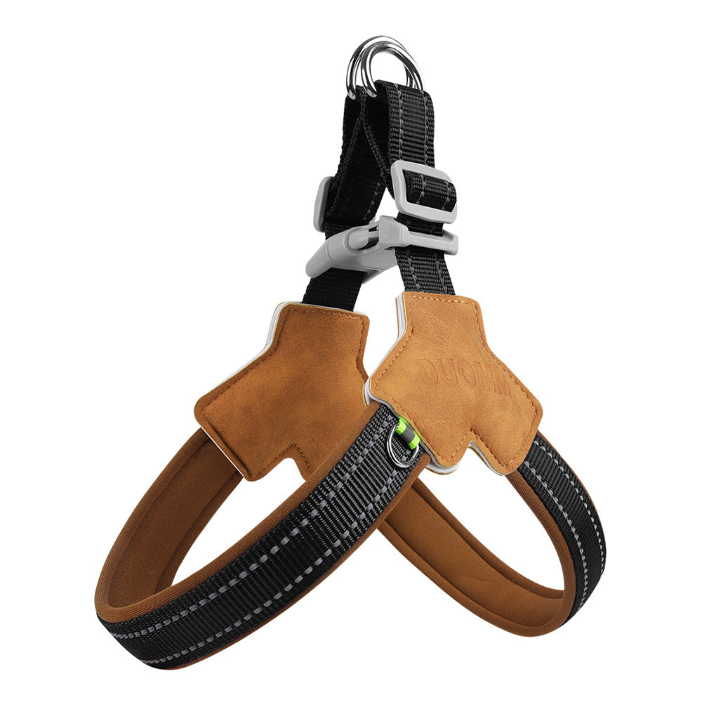 Dog Harness Chest Strap for Small and Medium Dogs, Reflective Leash for Outdoor Walking, Anti-Pull Design for Corgi, Bichon