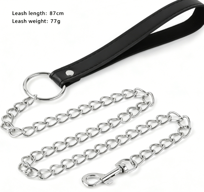 PU Leather Alloy Collar with Rope for Adult Accessories, Neck Strap for Women, Sexy Choker with Tether