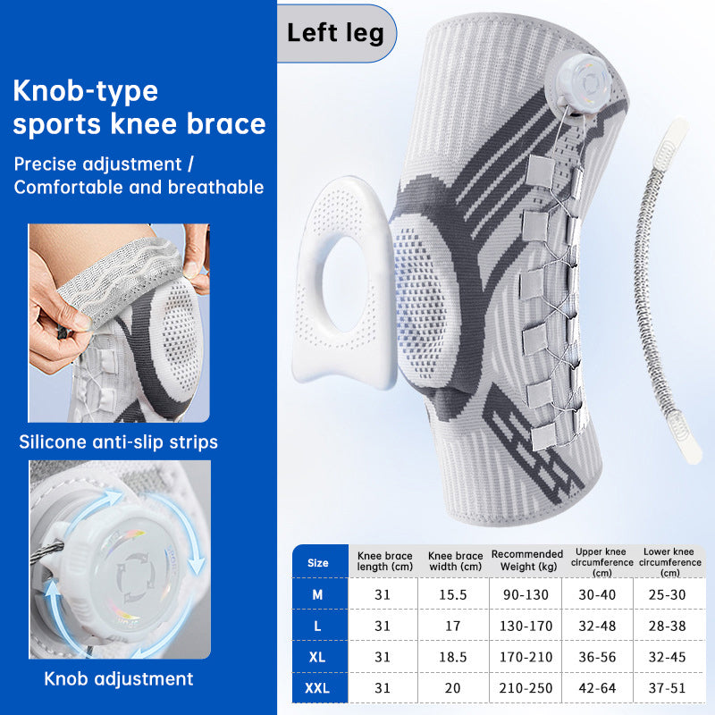 Adjustable Knob Knee Brace with Spring Support, Slim Shin Defender Basketball Knee Pads, Non-Slip Compression Sports Protector