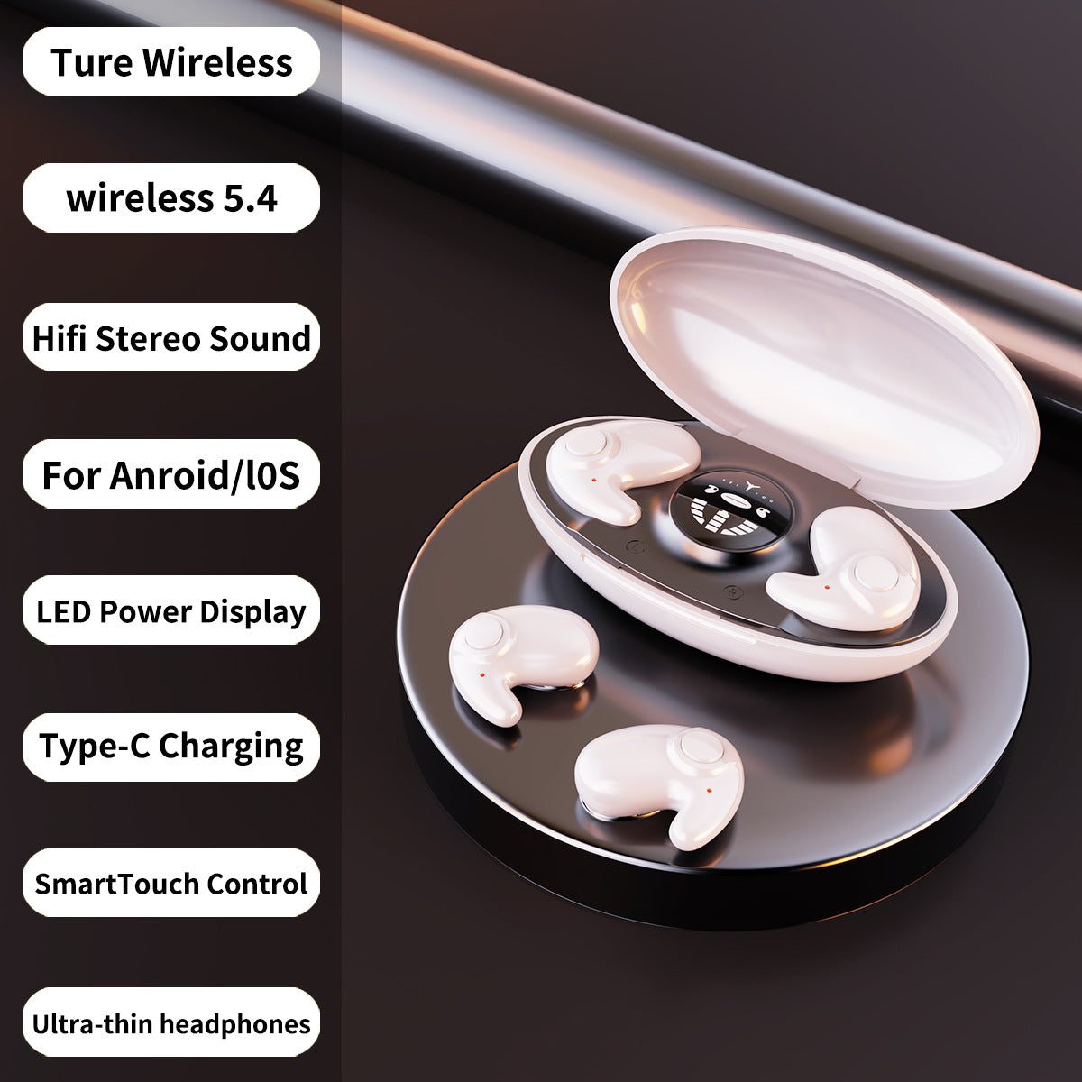 Sleep Bluetooth Earphones Long Battery Life High Sound Quality In-ear Mini Noise Cancelling