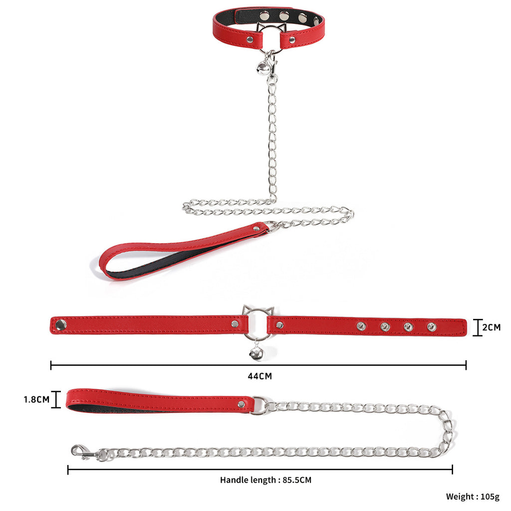 PU Leather Alloy Collar with Rope for Adult Accessories, Neck Strap for Women, Sexy Choker with Tether