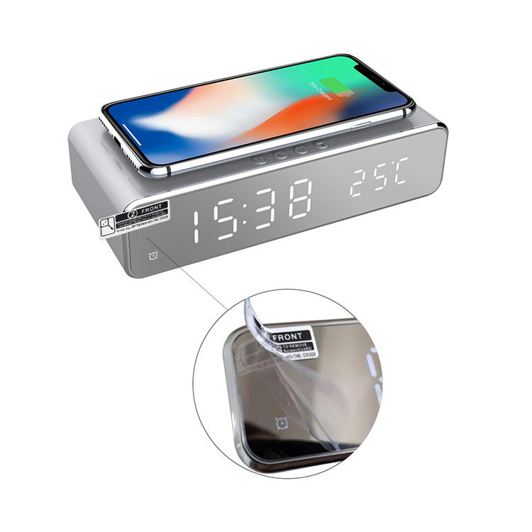 Smart LED Digital Alarm Clock with Wireless Charging, Multi-Function Temperature Display