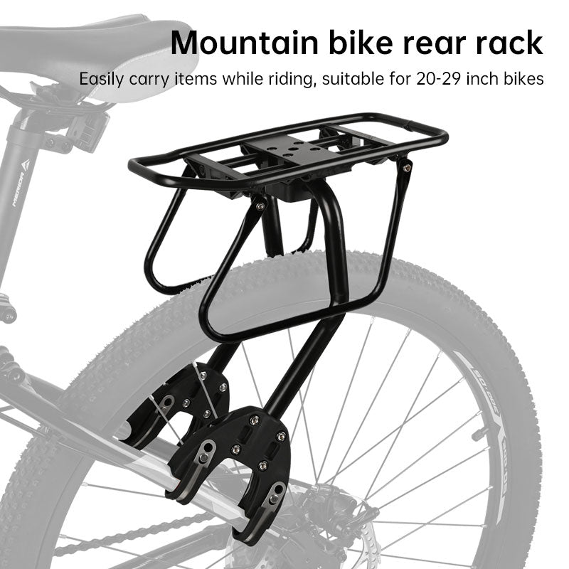 Aluminum Alloy Rear Bike Rack, Universal Cargo Carrier for Mountain, Road & Adventure Bicycles