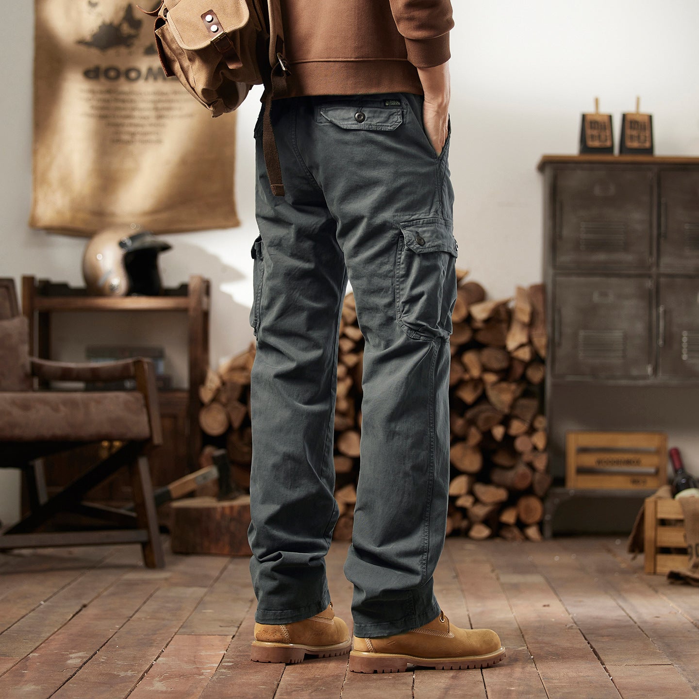 Leg Pants for Men Outdoor Loose Fit Hiking Tactical Trousers