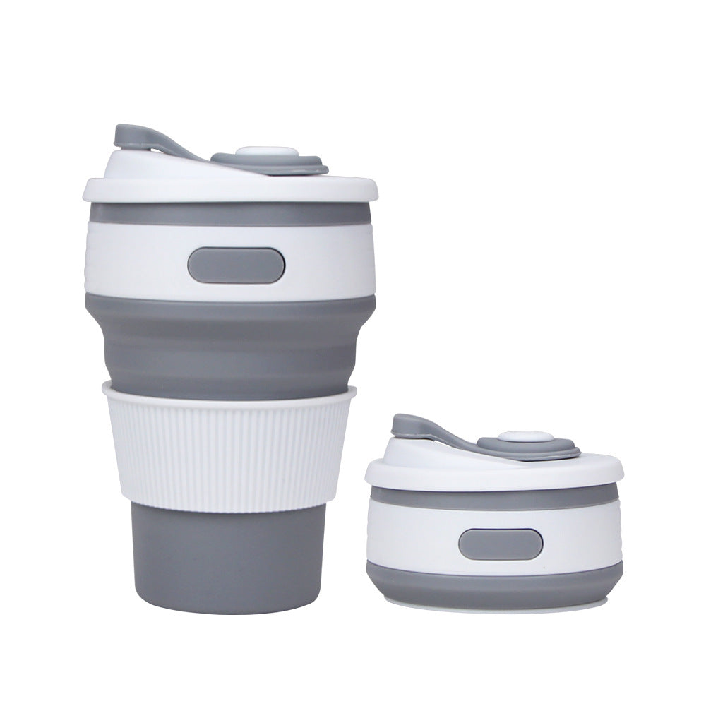 Silicone Foldable Water Cup Outdoor Portable Collapsible Cup 350ml Heat Resistant Expandable Coffee Cup