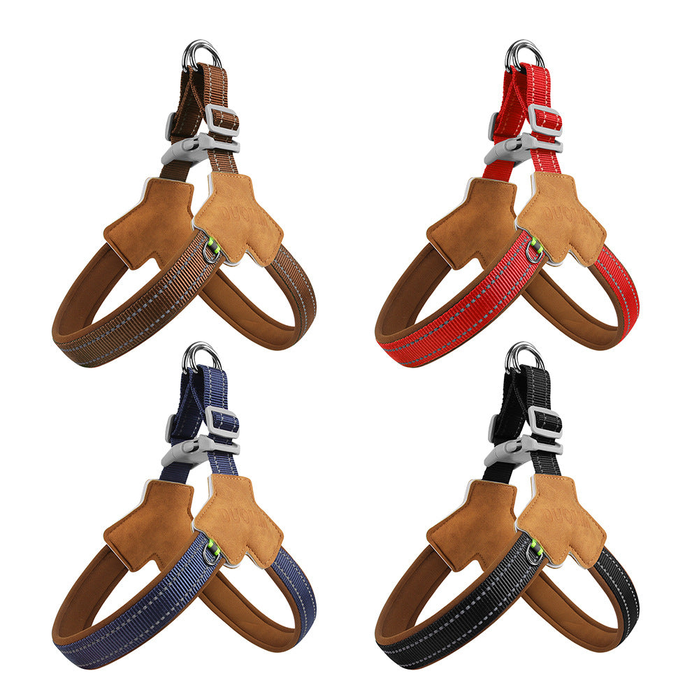 Dog Harness Chest Strap for Small and Medium Dogs, Reflective Leash for Outdoor Walking, Anti-Pull Design for Corgi, Bichon
