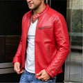 Punk Style Men's PU Leather Jacket with Stand Collar