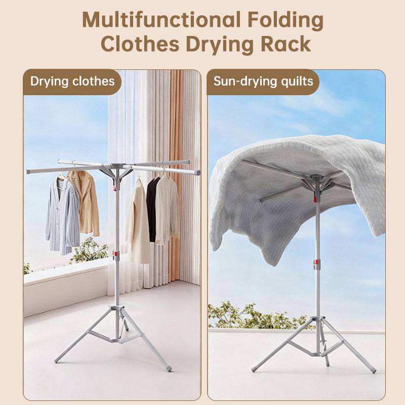 Foldable Octopus Style Standing Clothes Drying Rack – Portable Rotating Laundry Hanger for Balcony, Black