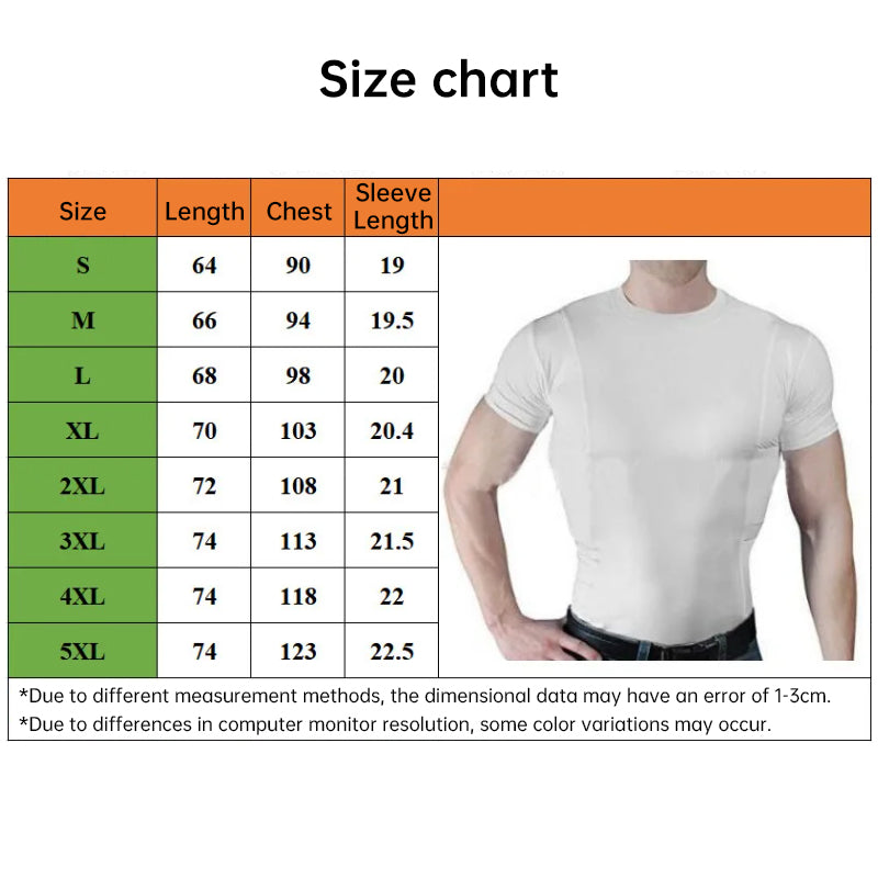 Men's Concealed Carry Holster Shirt - Short Sleeve Tactical Tee with Side Pistol Pockets, EDC Base Layer