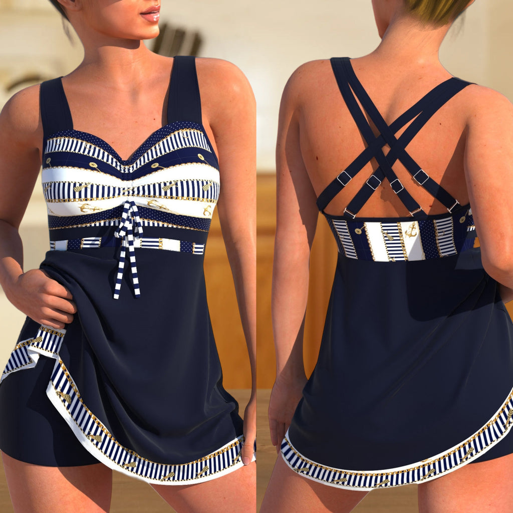 Women's Two-Piece Skirt Bikini Quick-Dry Large Size Bathing Suit
