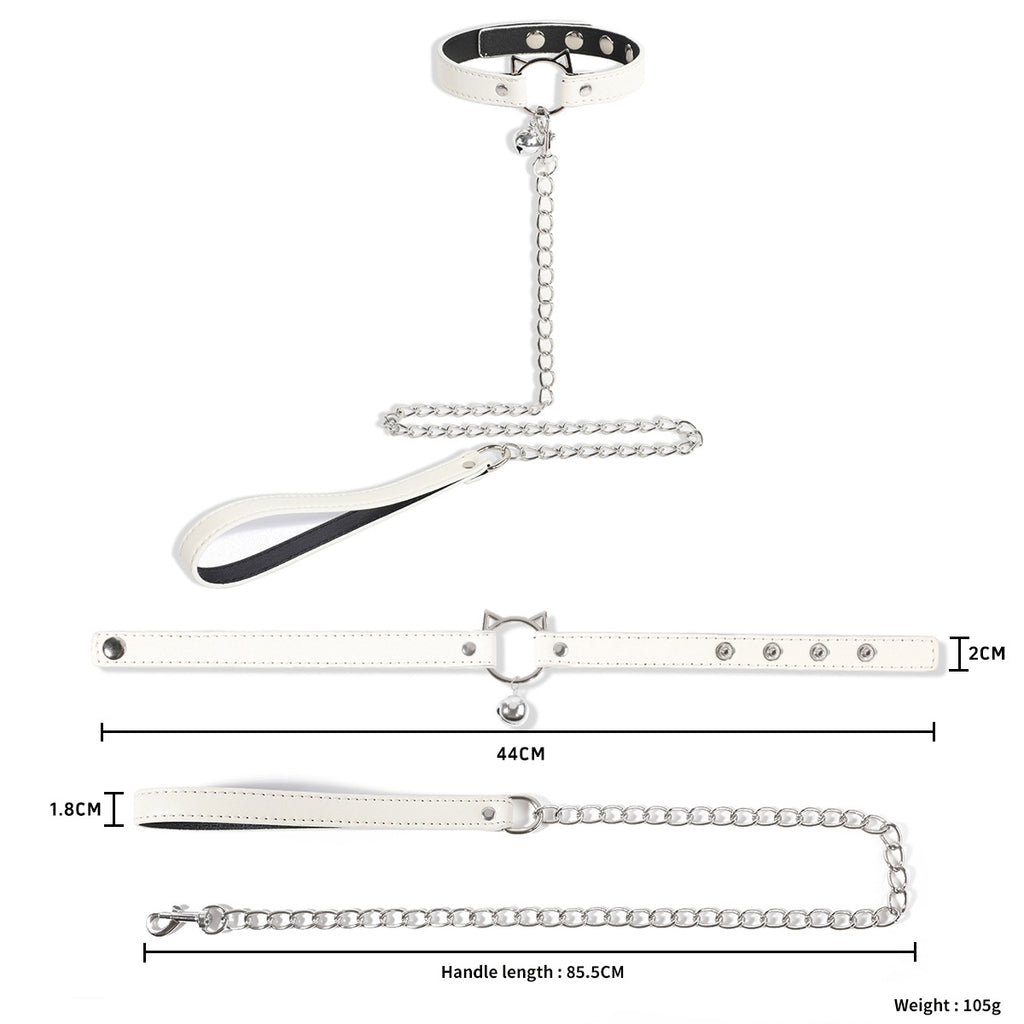 PU Leather Alloy Collar with Rope for Adult Accessories, Neck Strap for Women, Sexy Choker with Tether