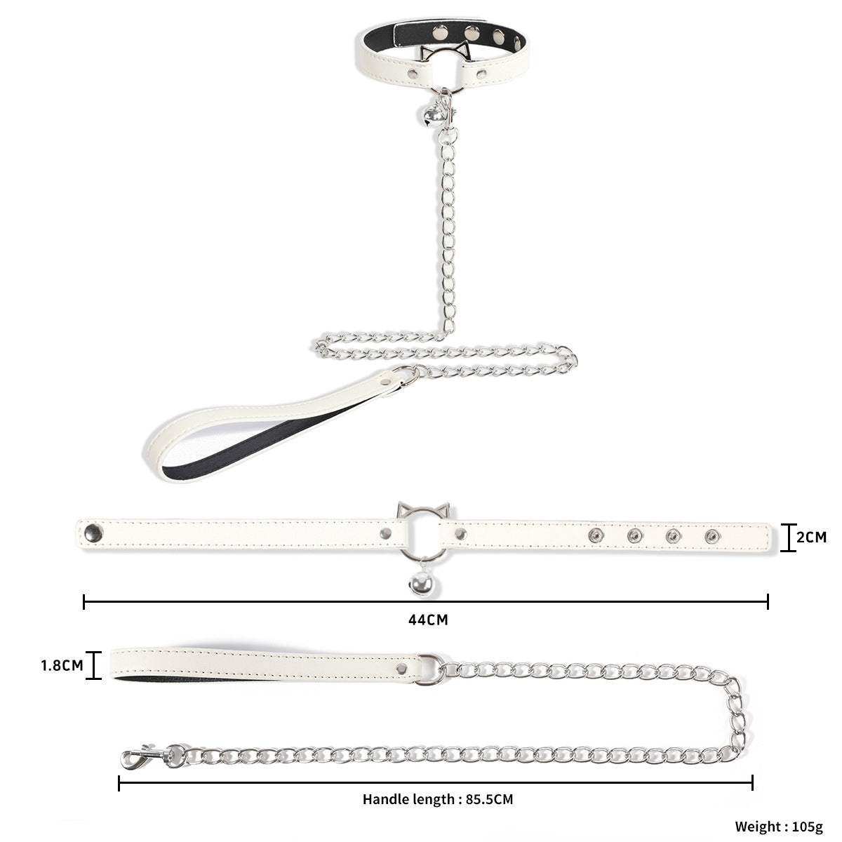 PU Leather Alloy Collar with Rope for Adult Accessories, Neck Strap for Women, Sexy Choker with Tether