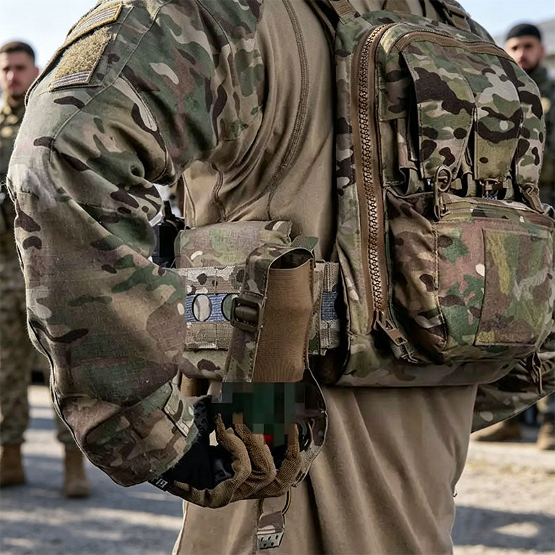 Tactical MOLLE Grenade/Magazine Pouch - Elastic & Fixed Straps for Outdoor/Airsoft Use